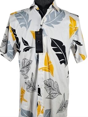 American Breed New Smart Shirt Stretch Patterned Short Sleeve Button Down Size L